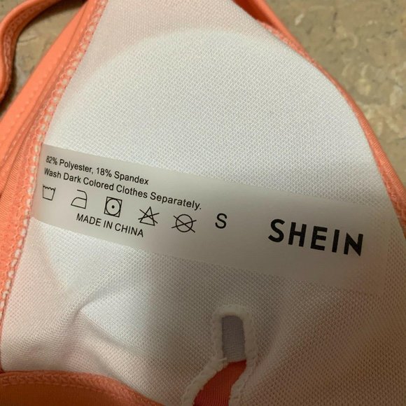Shein Small Bikini Top NWOT Coral Pink Triangle - Picture 4 of 4
